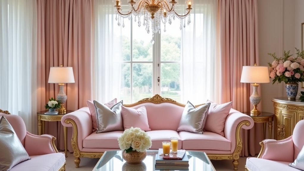 pink and metallic accents