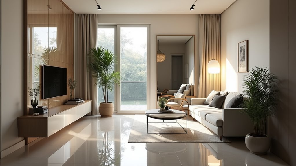 reflective surfaces create expansiveness