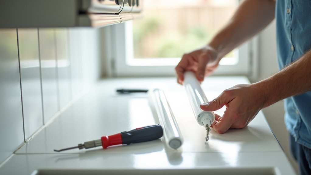 replacing fluorescent light tube