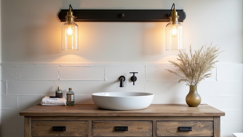 rustic farmhouse bathroom lighting