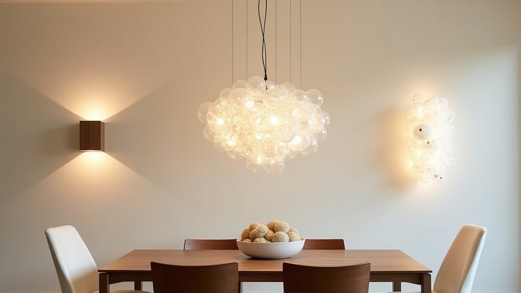 sculptural glass orb chandelier