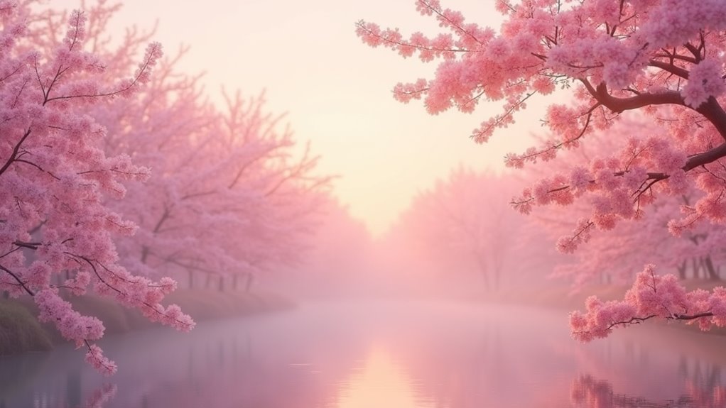 serene light pink hues