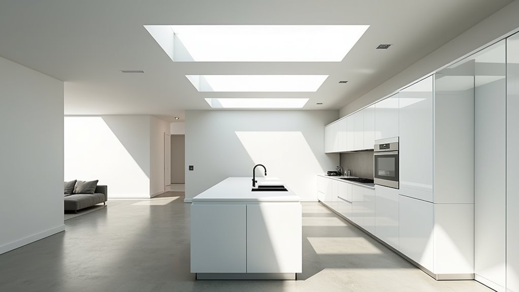 skylights enhance kitchen ambiance