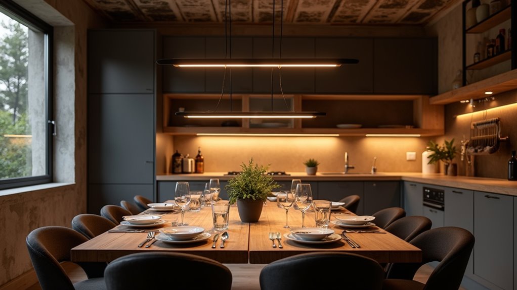 sleek efficient kitchen lighting