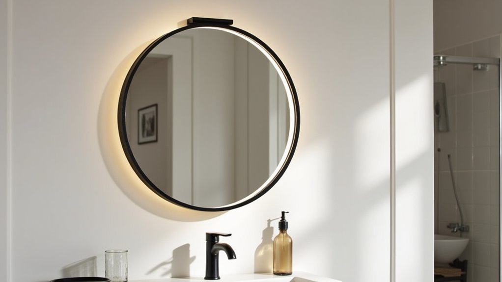 sleek illuminated black mirror
