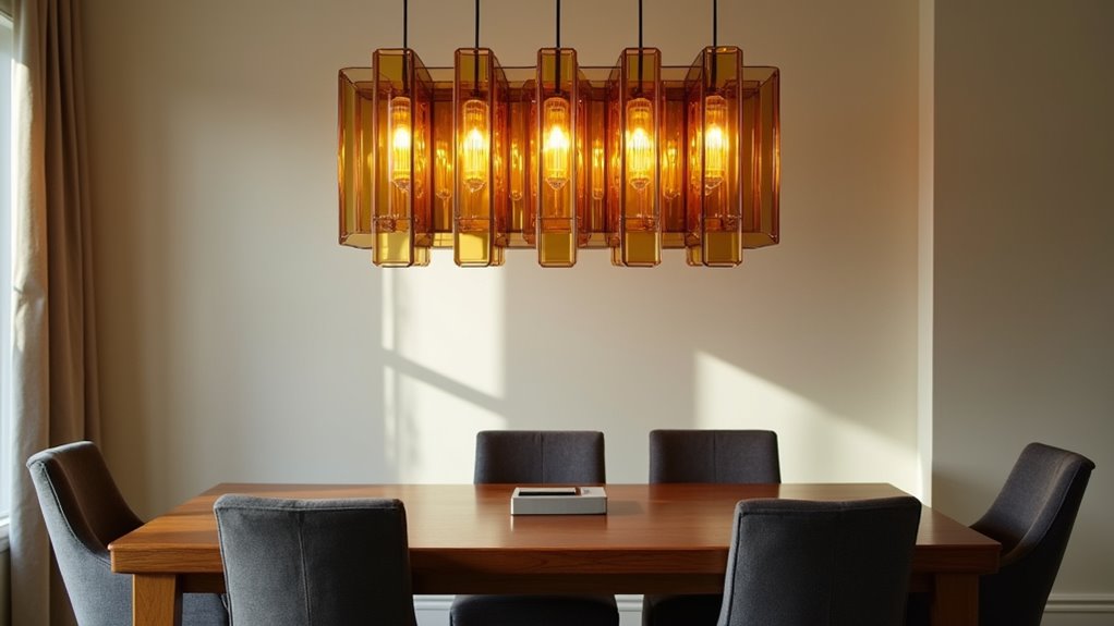 sophisticated amber geometrical chandeliers