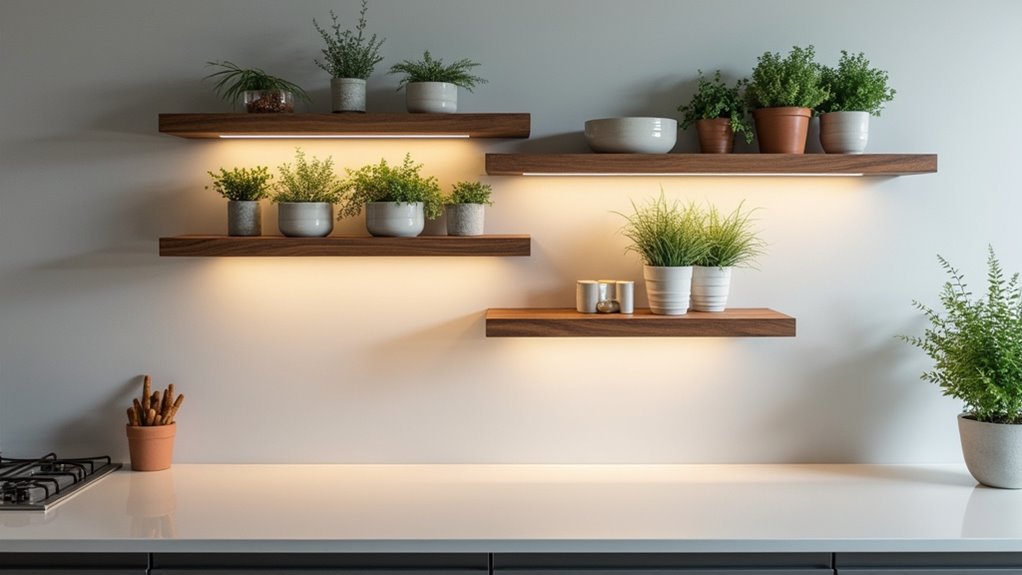 stylish led floating shelves