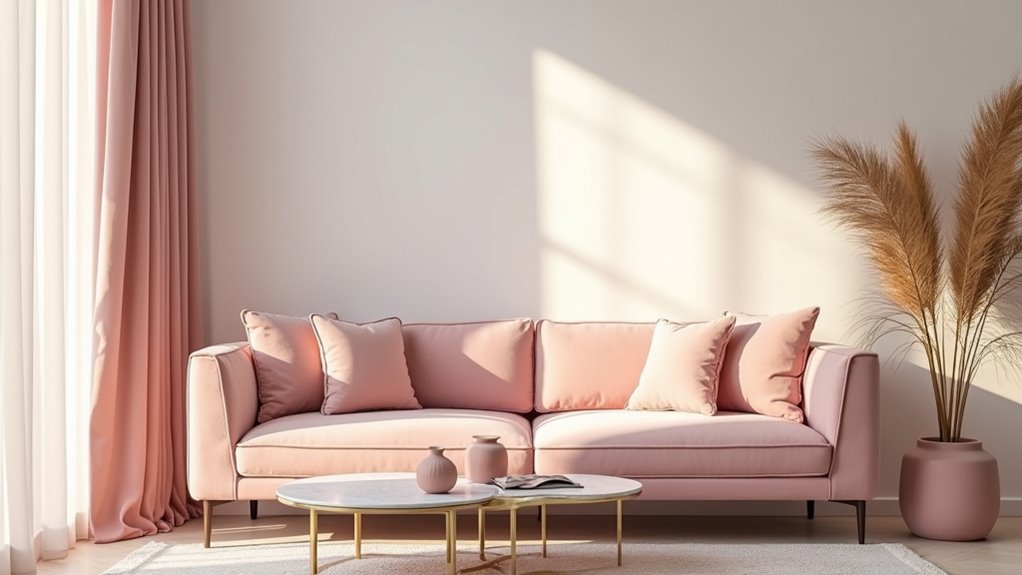 subtle pink textiles decor
