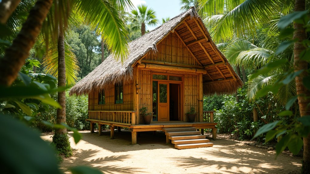 sustainable rustic bamboo bungalows