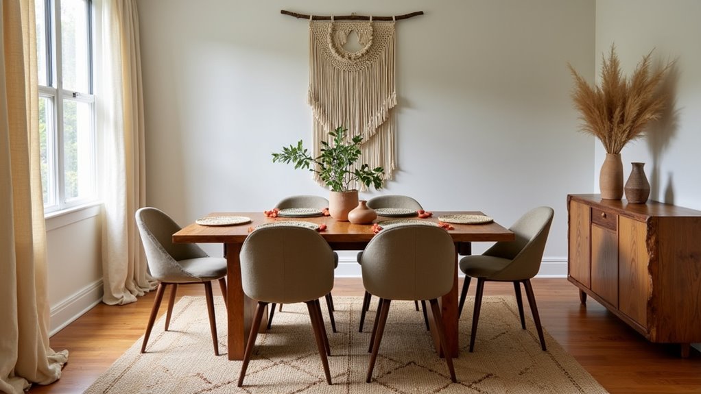 textured rugs enhance dining warmth