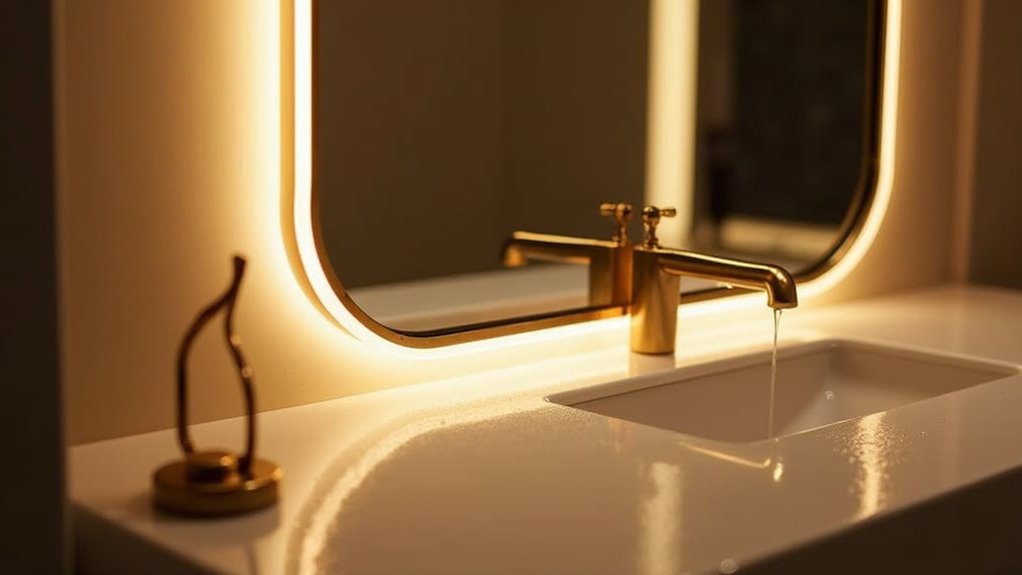 touch control compact brass mirror
