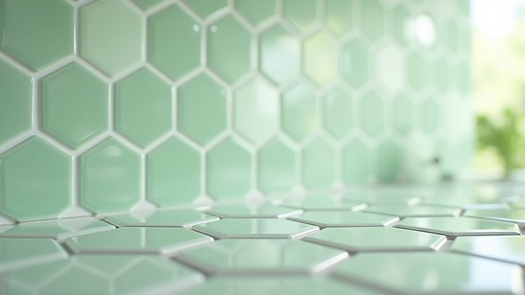 trendy light green hexagon tiles