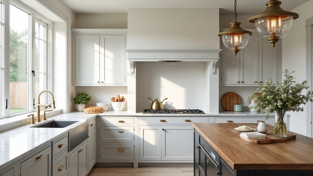 two tone light grey cabinets