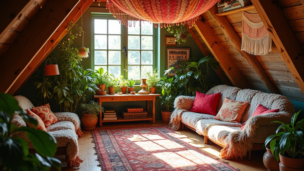 vibrant bohemian attic retreat