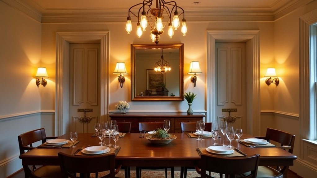 warm dining room lighting