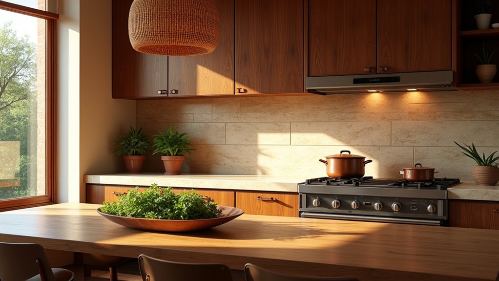 warm earthy kitchen ambiance