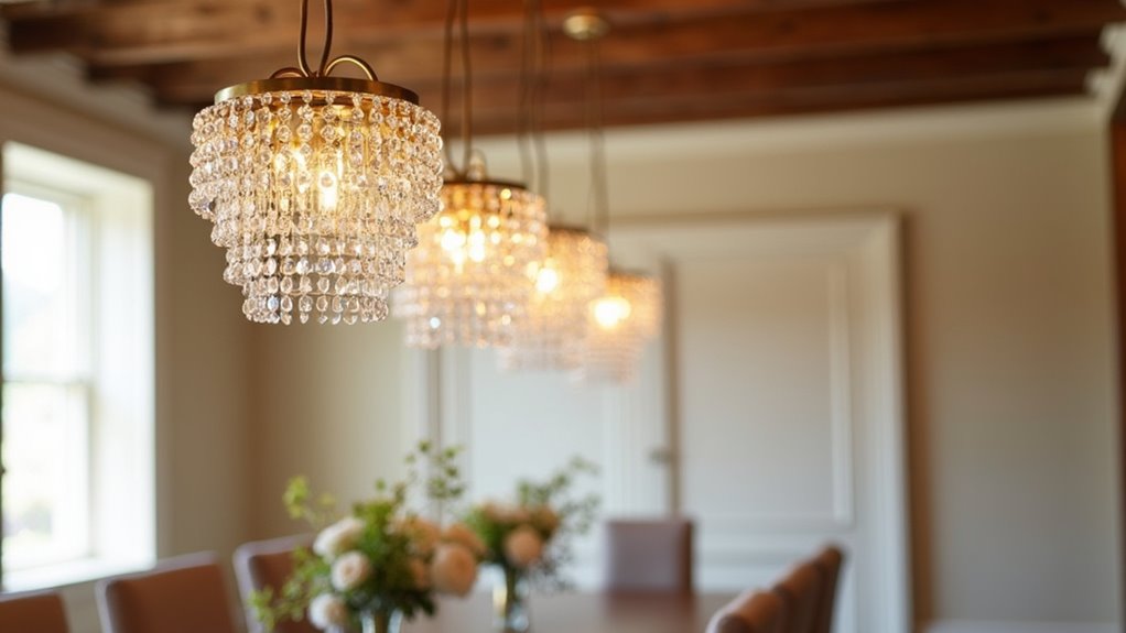 warm gold crystal chandeliers