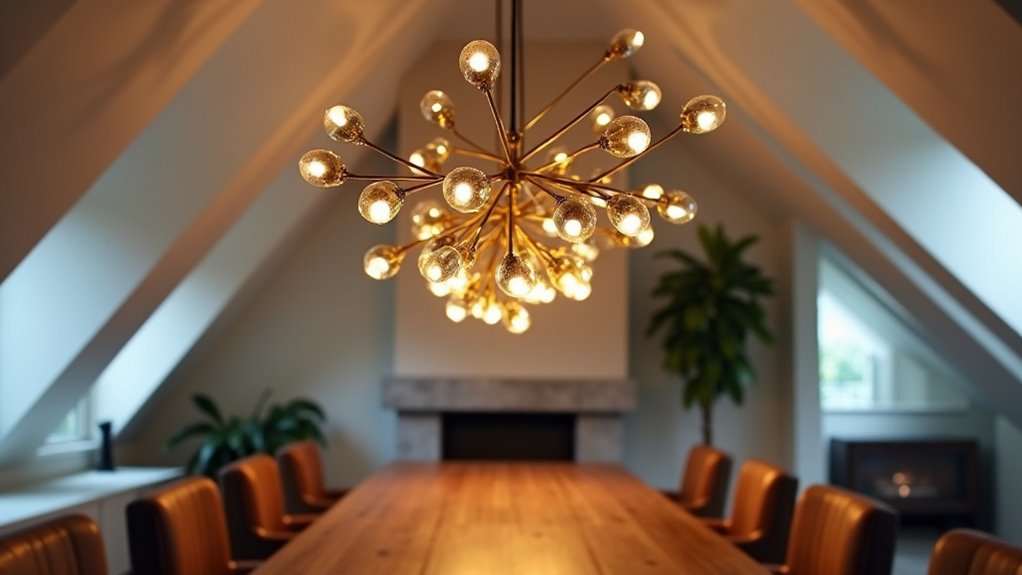 whimsical gold asymmetrical lighting