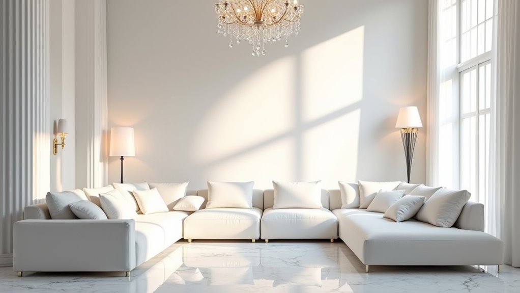 white living room lighting tips