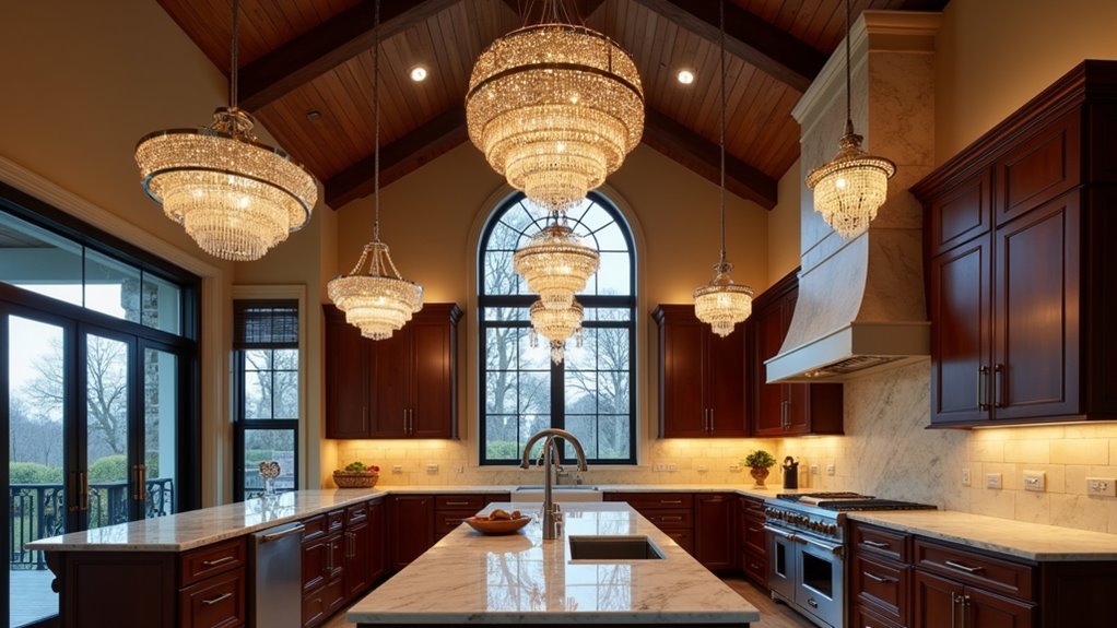 high ceiling kitchen lighting