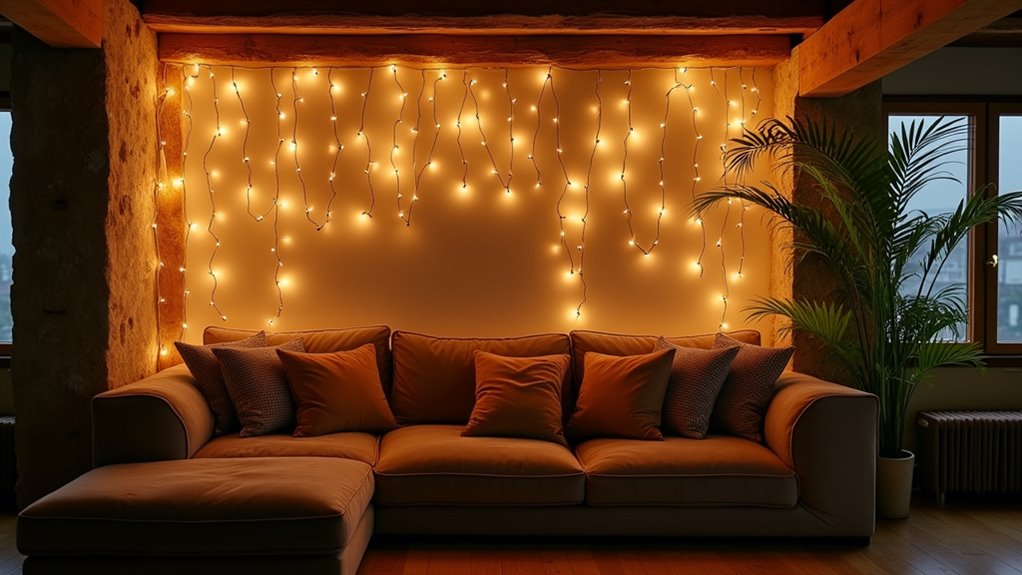 string lights living room decor
