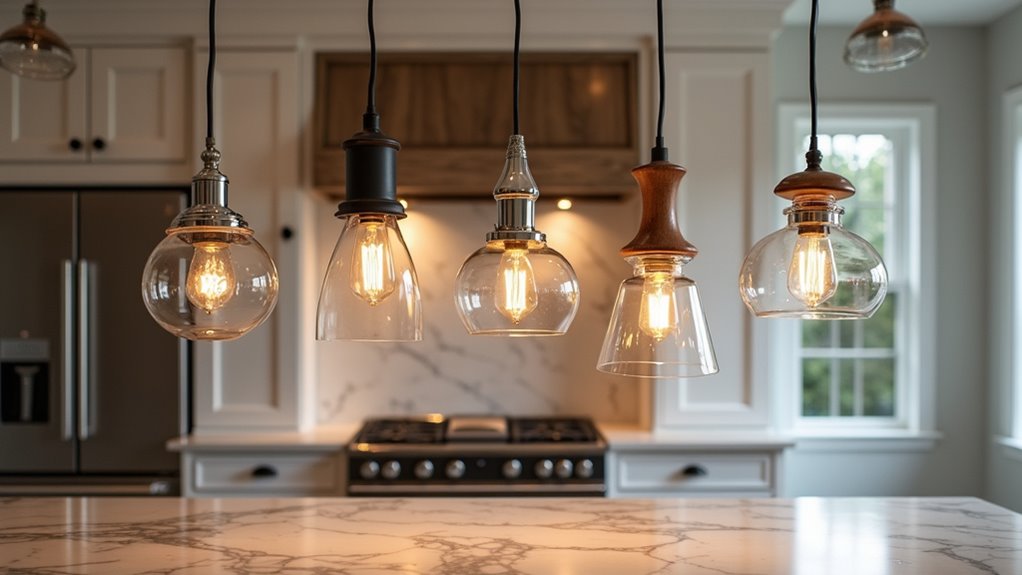stylish four light kitchen pendants