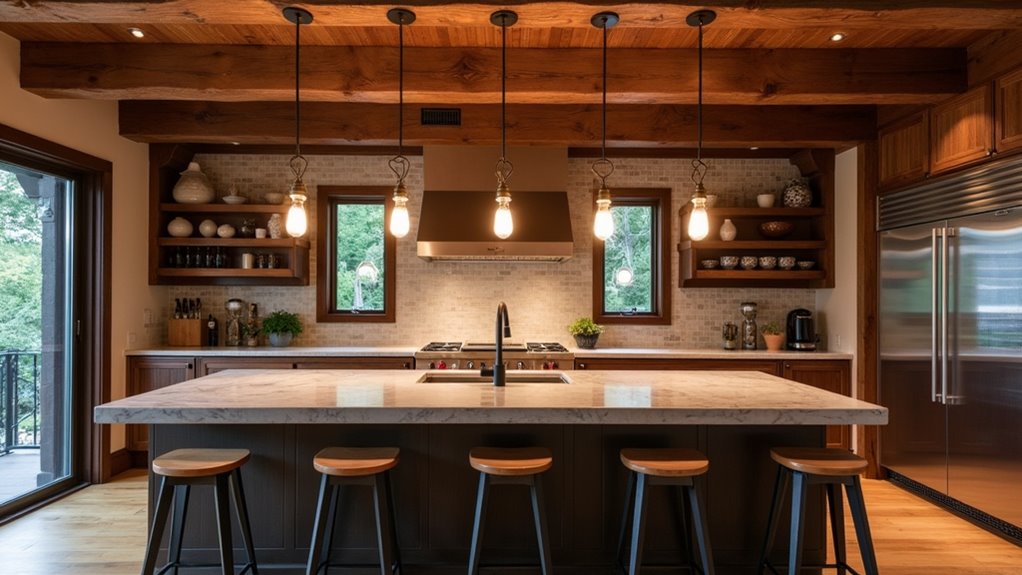 stylish wood beam lighting