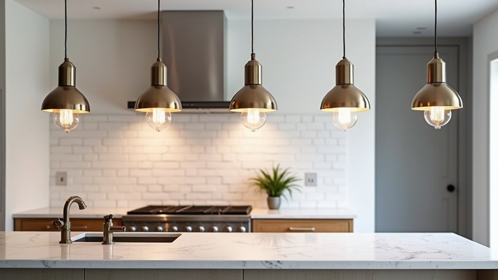 three pendant kitchen lights